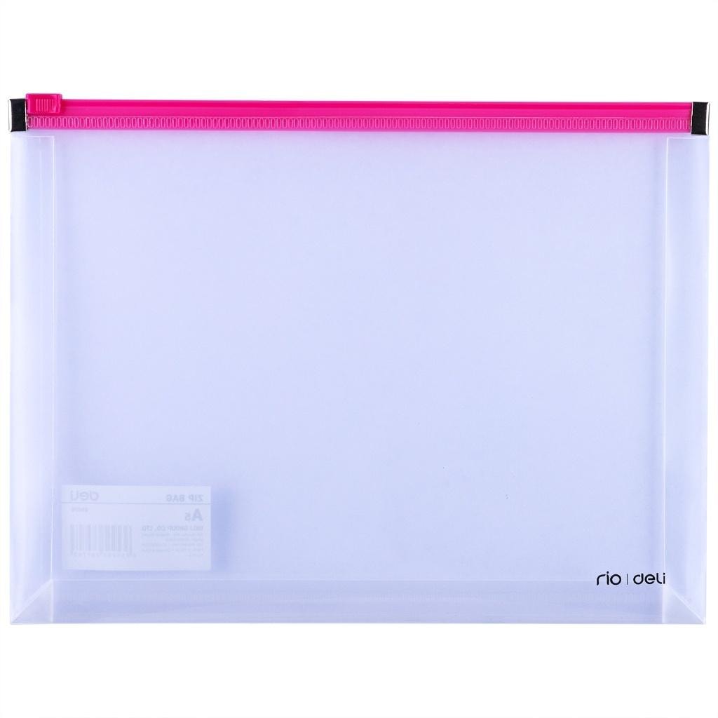 Deli A5 PP Zipper Folder pink - ideal for school and office