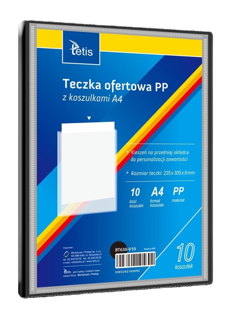 Tetis A4 PP presentation folder with 10 sleeves black - ideal for presentations