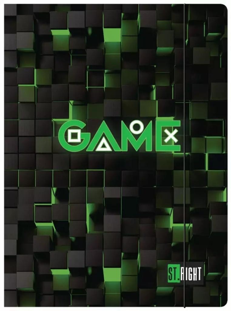 Green Game A4 Folder with elastic band - ideal for school and office