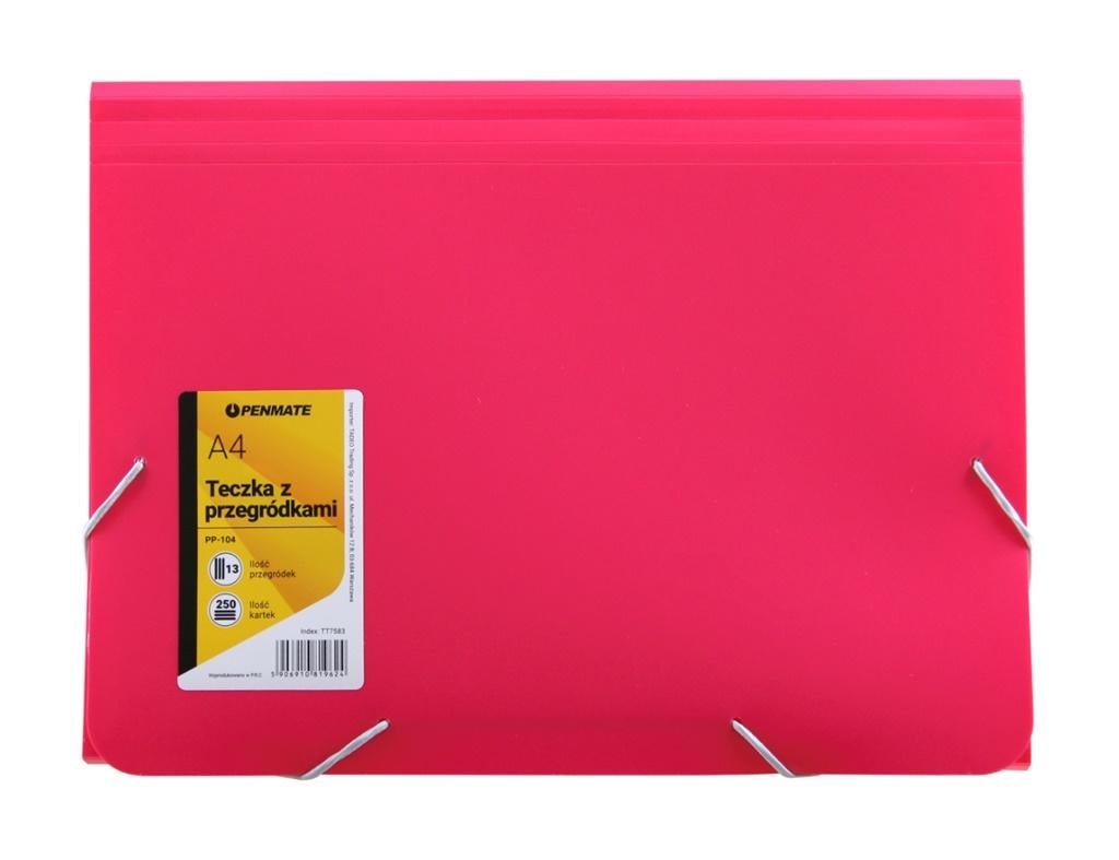 Penmate A4 Folder with compartments pink - ideal for document organization