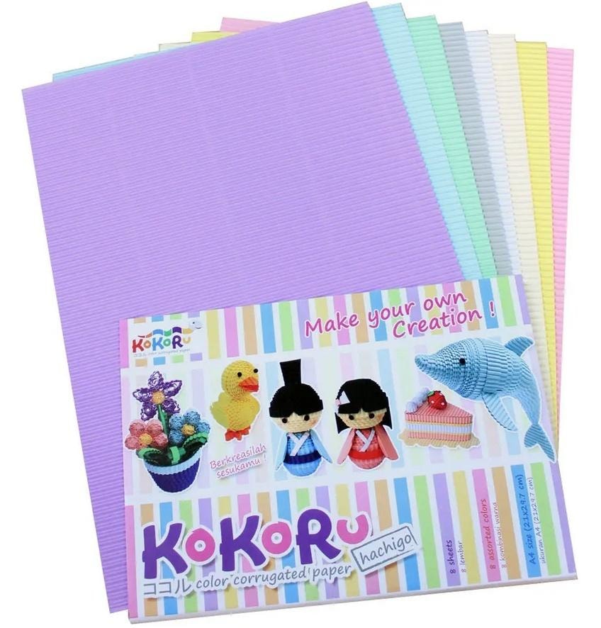 Alfa Pastello Corrugated Cardboard A4 - 8 Sheets Pastel Mix