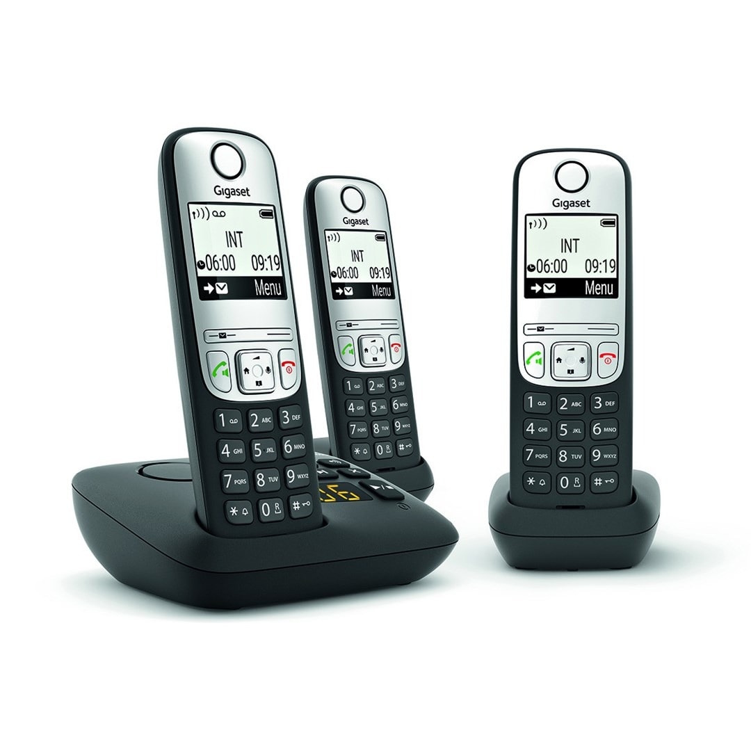 Gigaset A690A Trio - Analog/DECT Phone with Caller ID, Black