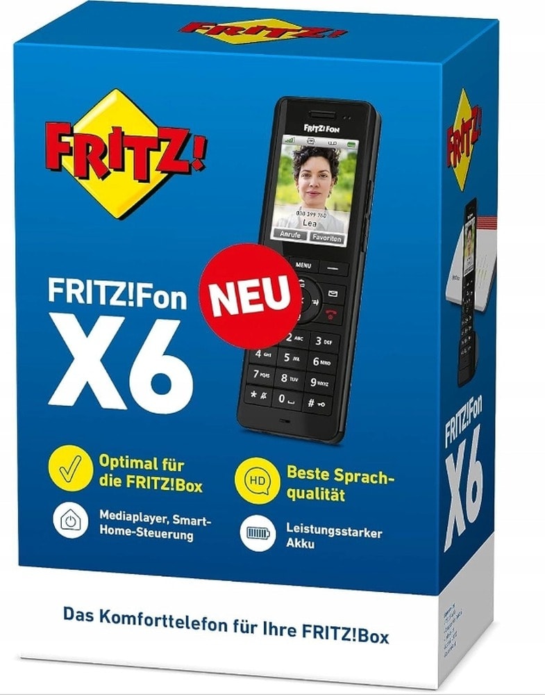 FRITZ!Fon X6 - Black Cordless DECT Phone with Excellent Sound Quality