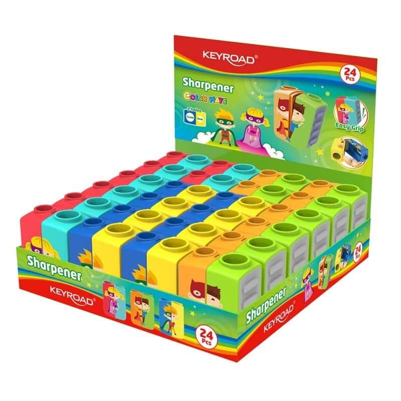 Keyroad Cartoon plastic sharpener double - 24 pieces in display