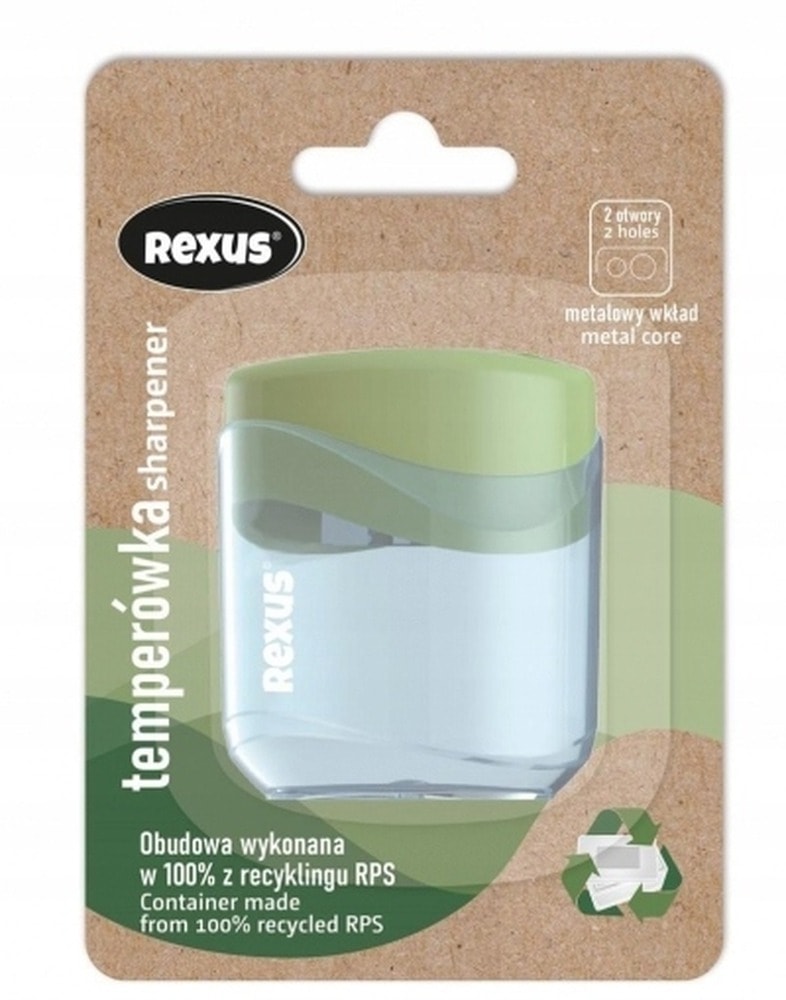 REXUS ECO Double Hole Sharpener with container - eco-friendly and durable