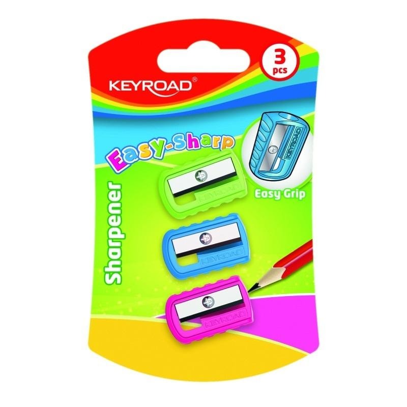 Keyroad Single Plastic Pencil Sharpener - Color Mix 3 pcs