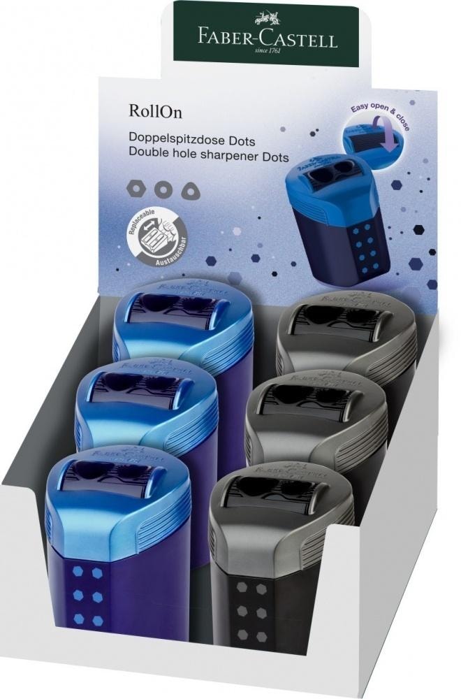 Faber-Castell Double Sharpener RollOn Dots Mix - perfect for school and office