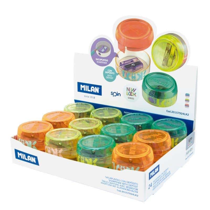 MILAN SPIN Sharpener New Look - 24 pieces with container
