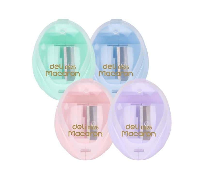 DELI Macaron Sharpener with container mix - ideal for school and office