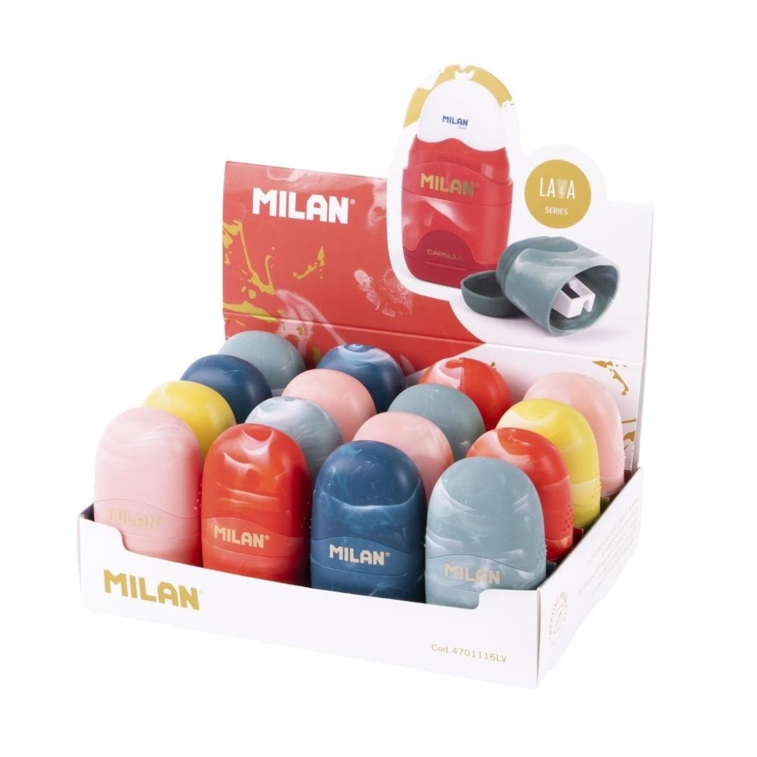 Milan Lava Sharpener with Eraser (16pcs) - perfect for school