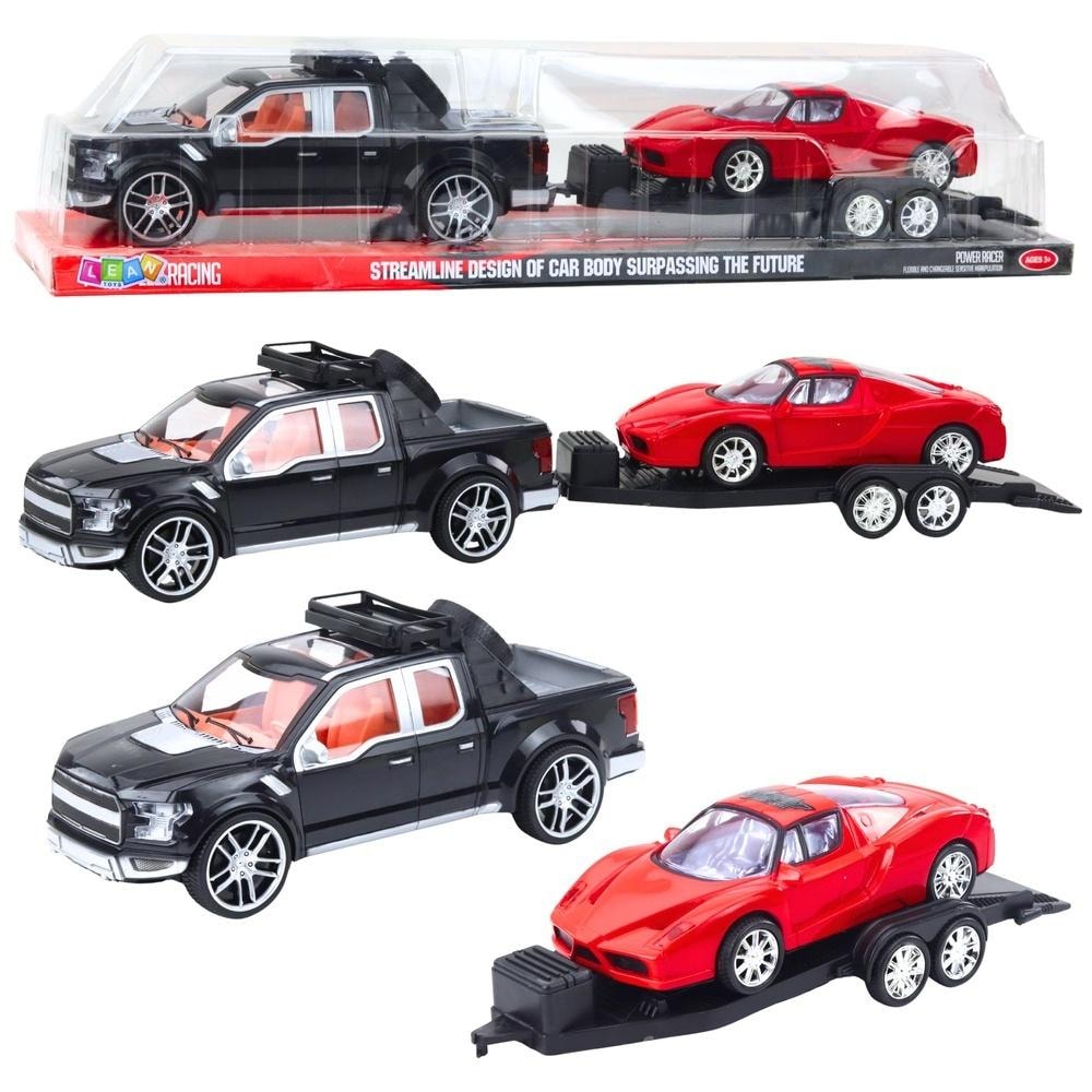 Leantoys Off-road car with trailer and sports car - perfect gift for motorsport fans