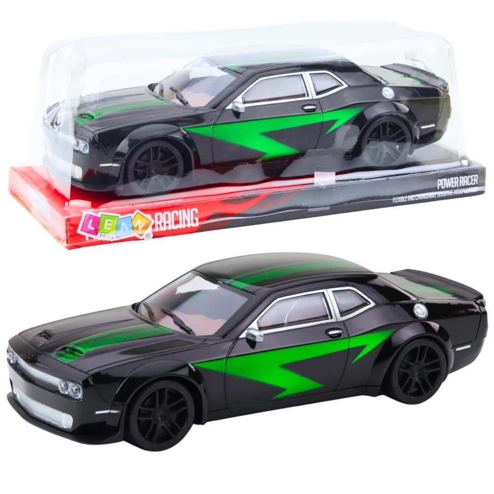 Leantoys Off-road vehicle with drive and shiny body - black and green