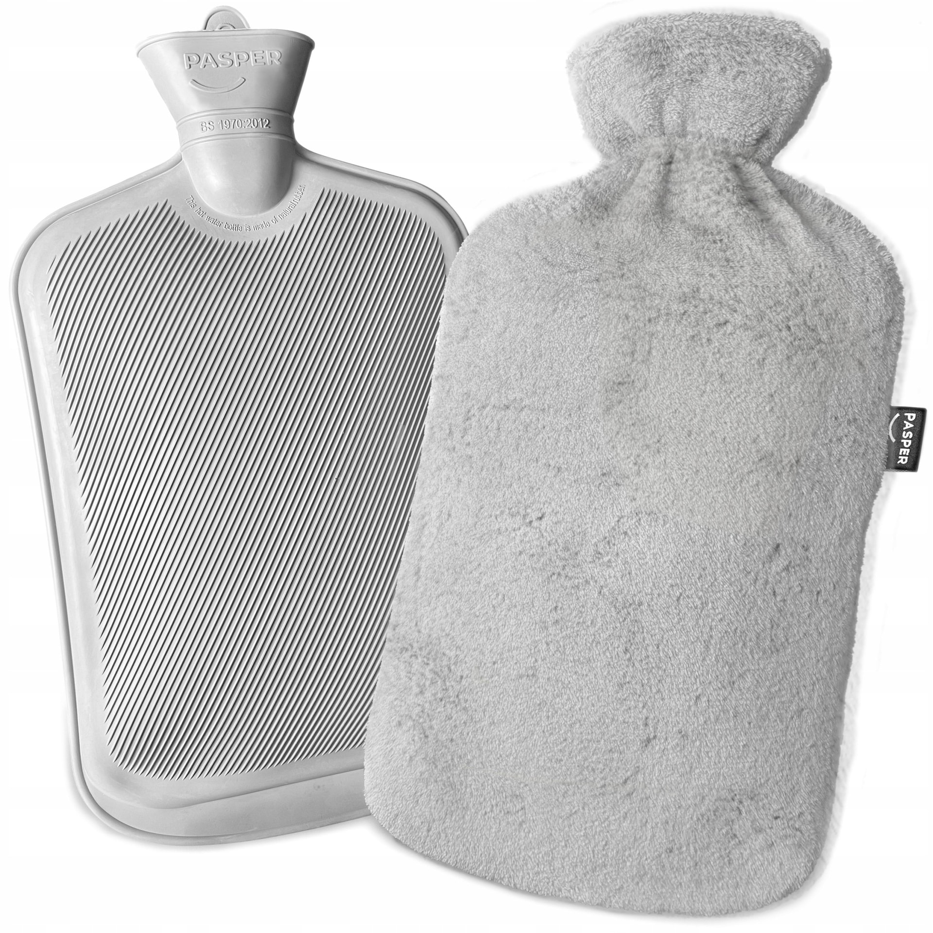 Long grey hot water bottle 1.7L - perfect for cool evenings