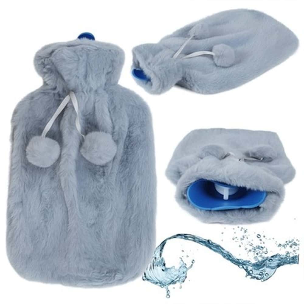 Hot water bottle with cover grey 1.7L - perfect as a gift