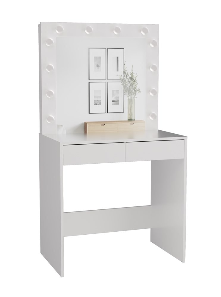 Marina Dressing Table - White dressing table with mirror and LED lighting
