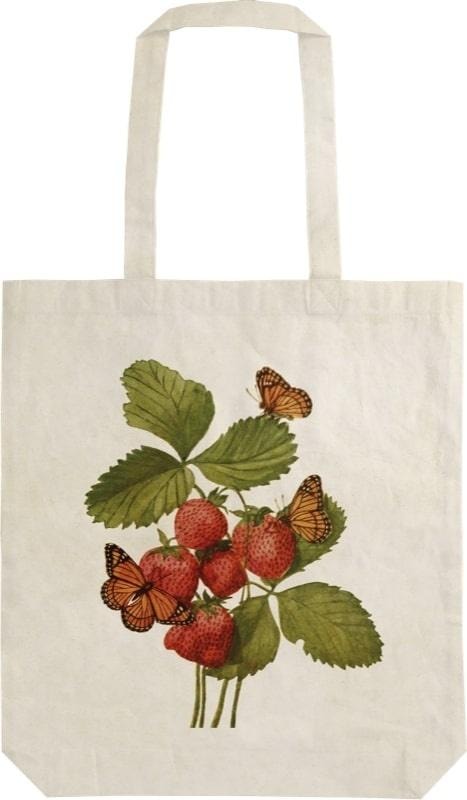 STBAG 71 Cotton Bag Strawberries and Butterflies - perfect for shopping