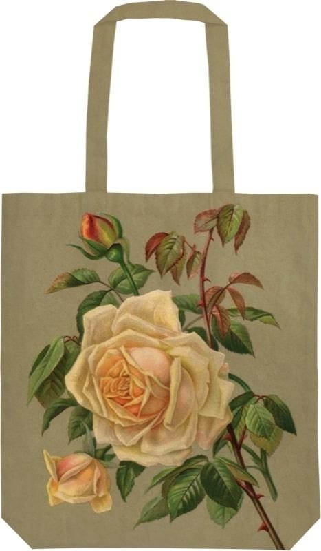 Cotton Tote Bag STBAG 80 Yellow Roses Shopper - ideal for shopping
