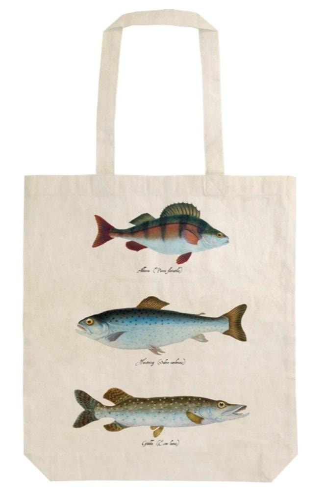Skona Ting - Ecological cotton bag with fish design - perfect for shopping