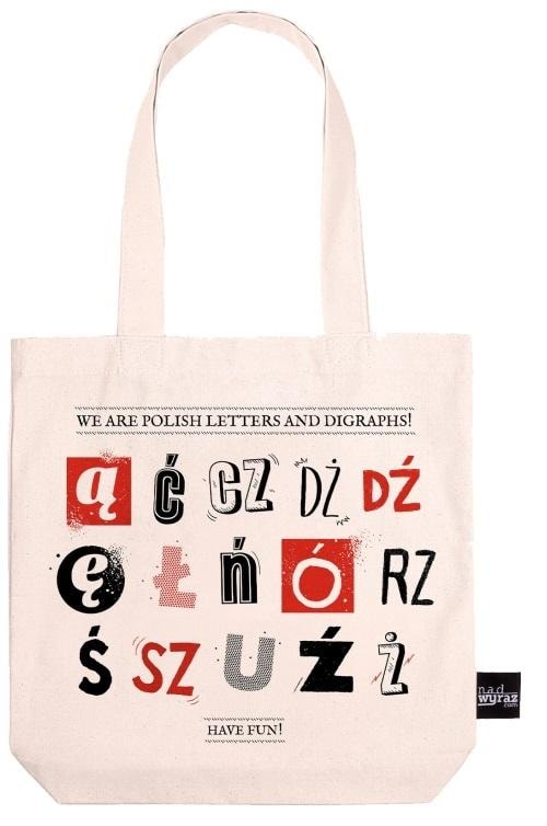 Ecru Cotton Bag Polish Letters - perfect gift