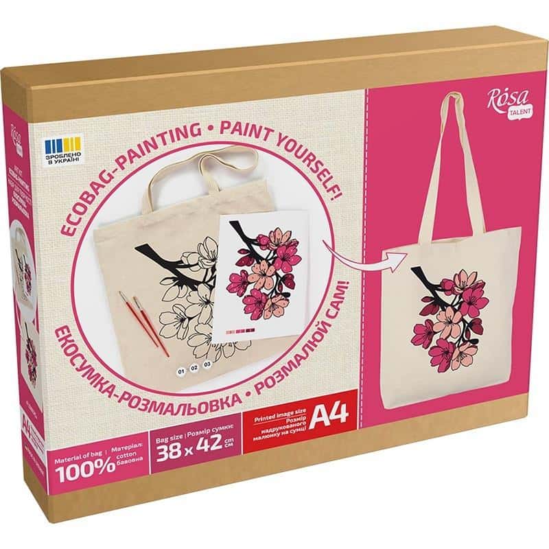 Rosa Talent Cotton bag for painting Flowers 38x42cm - ideal for creative people