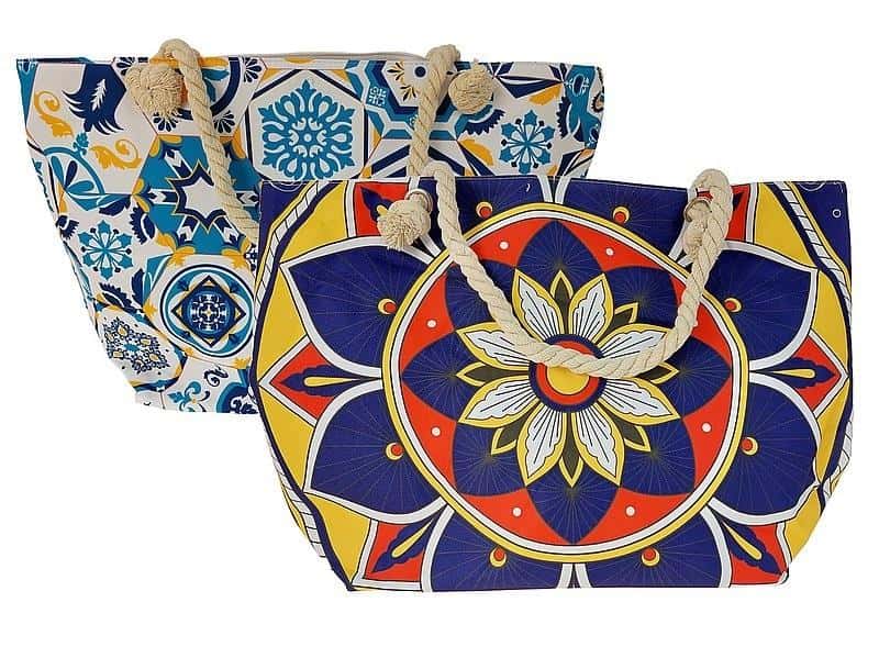 Beach bag with zipper MIX designs - ideal for vacation