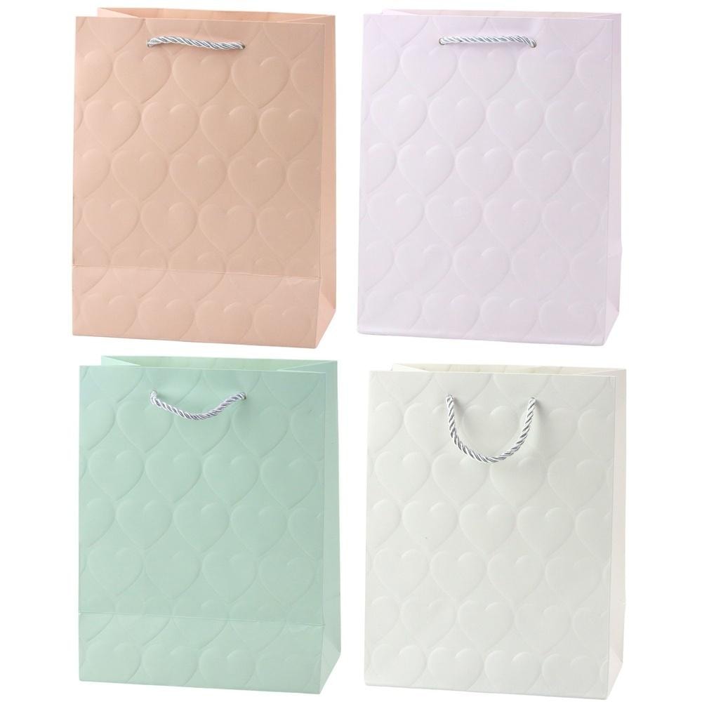 Leantoys Gift bag 23x18x10.5cm Hearts pastel MIX - elegant gift packaging