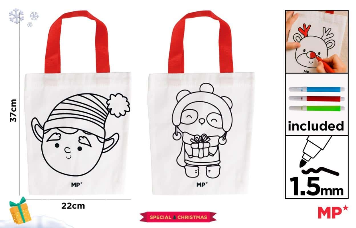 Christmas bag for painting + markers - elf - Create your own decorations!