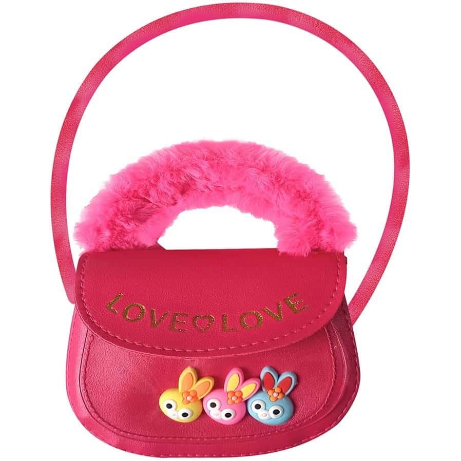 Fabric bag bunnies - pink bag for girls