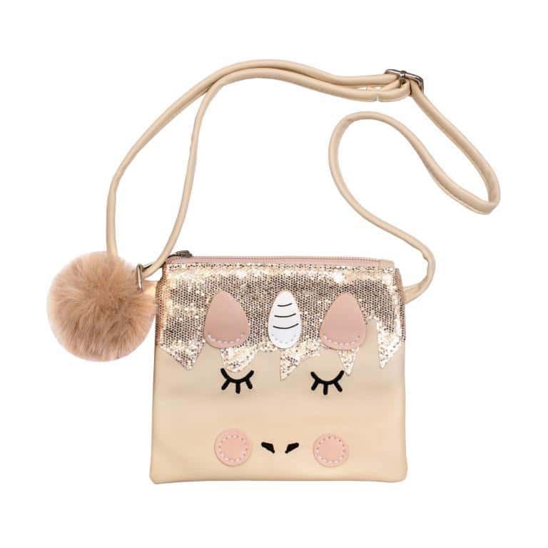 Coralico Handbag with unicorn and pompom - golden magic for girls