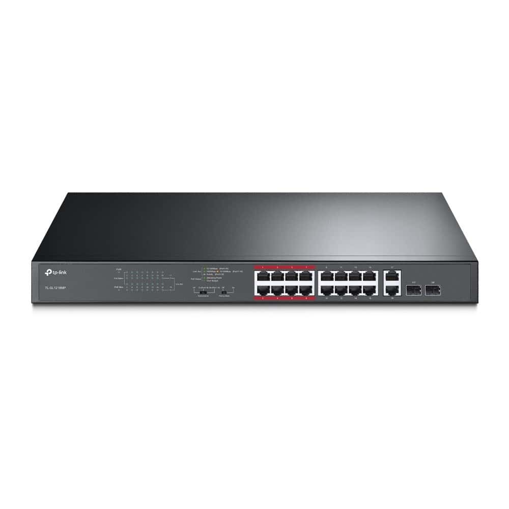TP-LINK PoE Switch TL-SL1218MP - 16x 10/100Mbps, 2x 10/100/1000Mbps