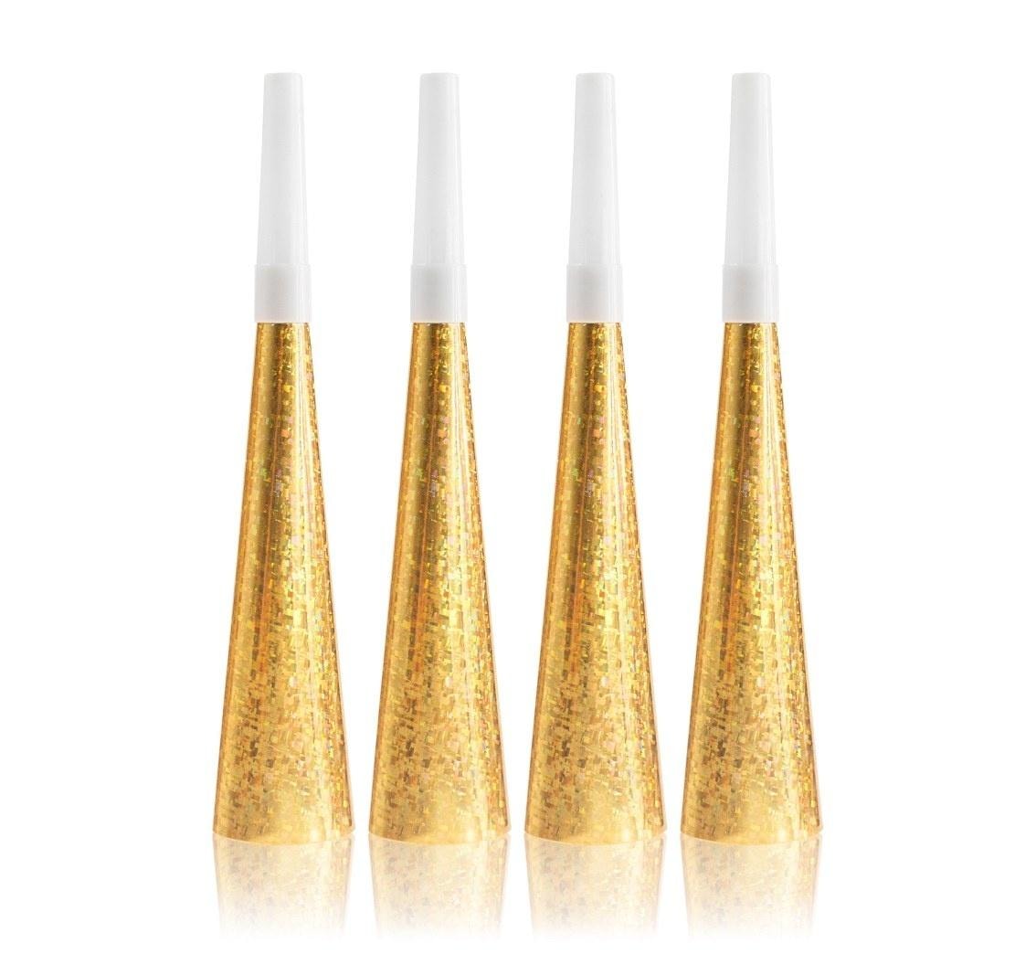 Godan Party Trumpets Horn Gold 20cm 4pcs - ideal for party