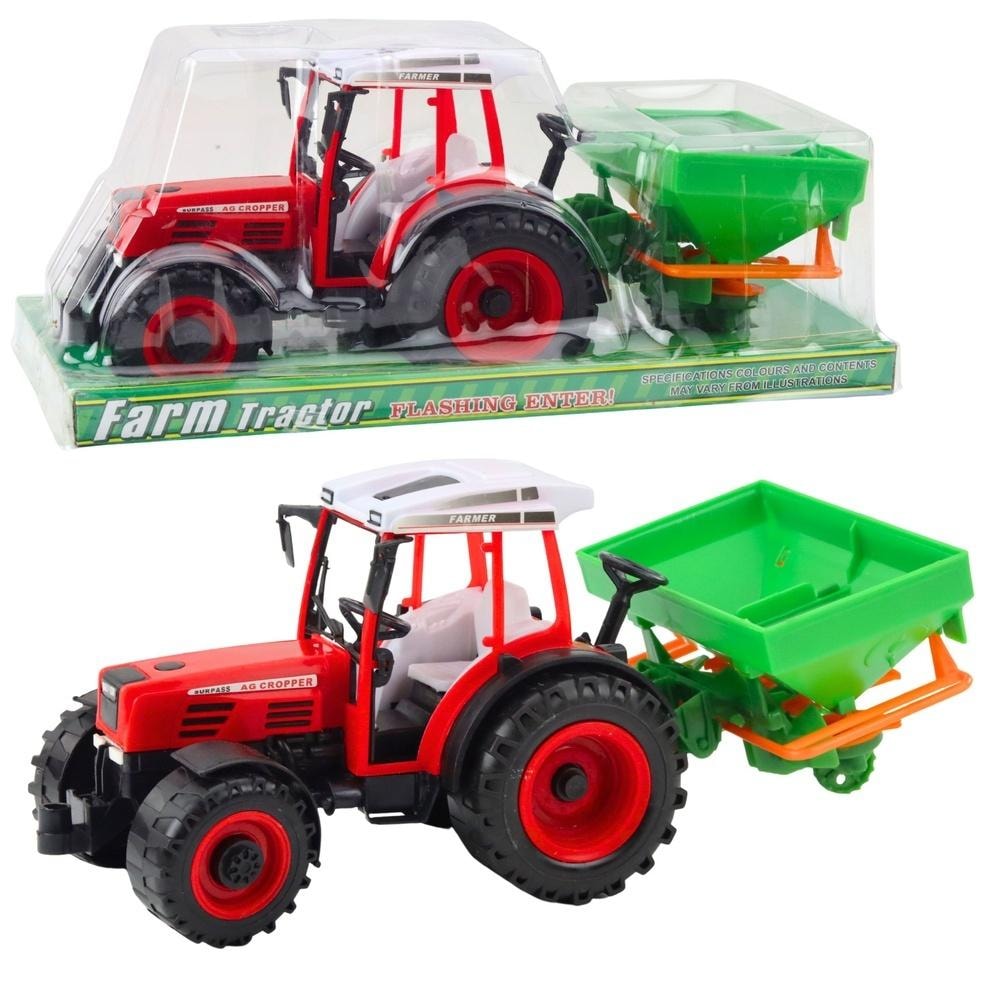 Red tractor with seeder 34cm - ideal for little farmers