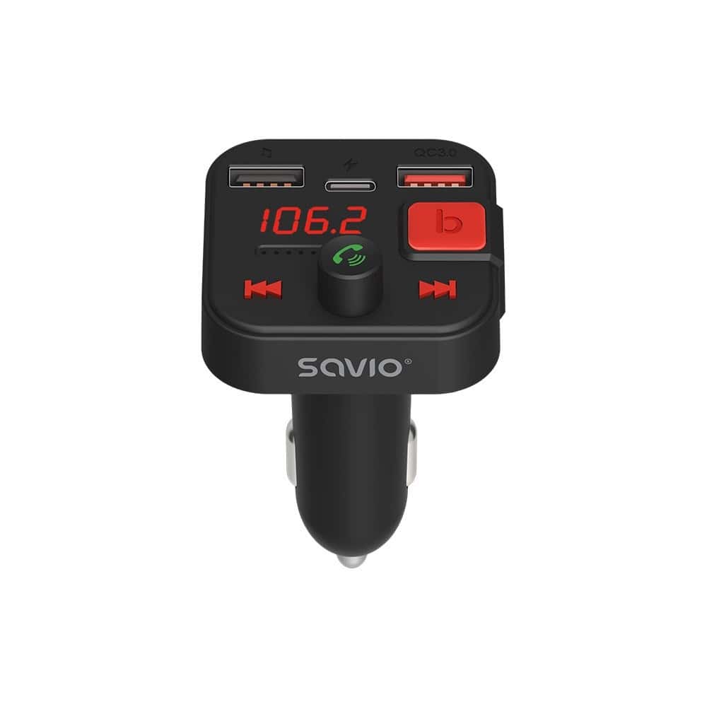 Savio TR-15 FM Transmitter - Bluetooth, Charger, Bass Boost - perfect for the car
