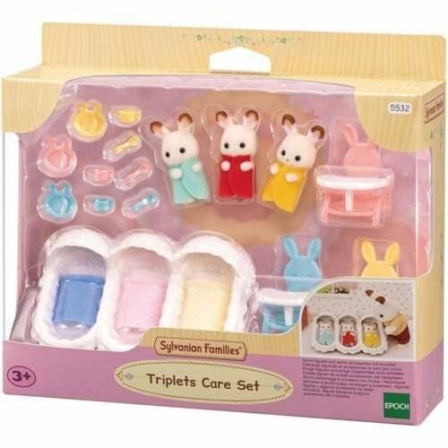 Sylvanian Families Chocolate Ears Bunny Triplets Set - Starter pack for babies