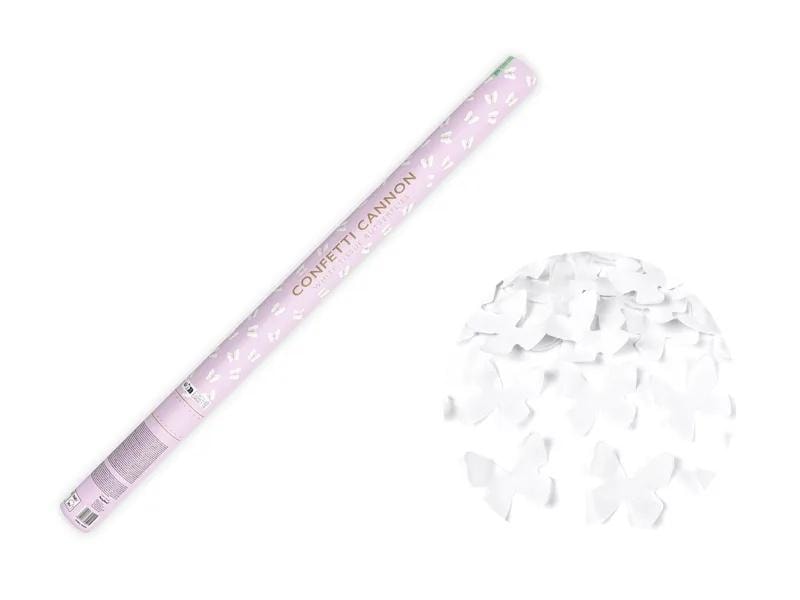PartyDeco Confetti cannon with white butterflies 80cm - perfect for weddings