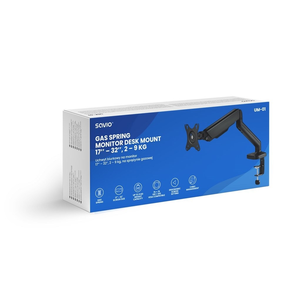 SAVIO Desk mount for monitor 17-32'' - Ergonomics and work comfort