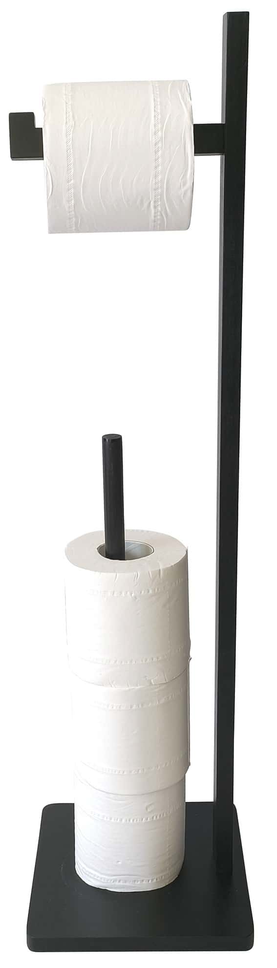 KINGHoff Toilet paper holder stand bamboo black