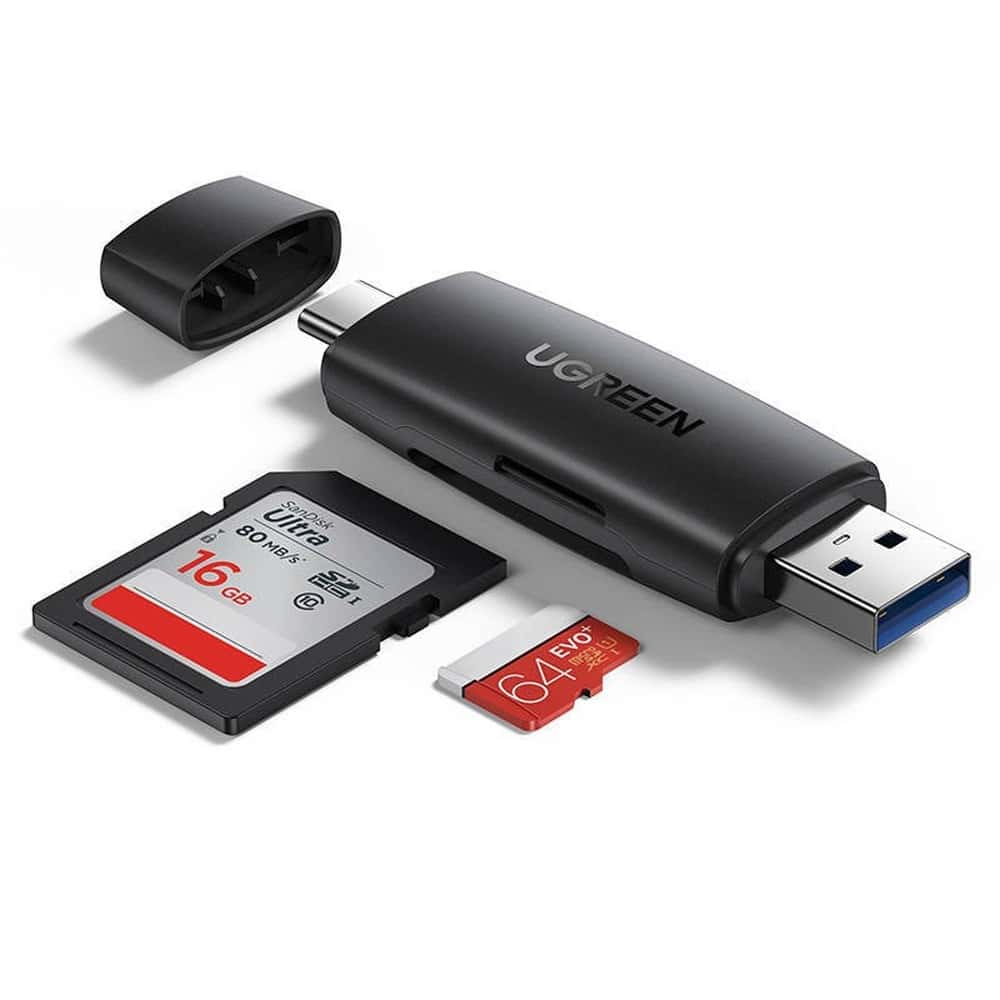 Ugreen Adapter SD/Micro SD Card Reader USB-A/USB-C Black - fast data transfer