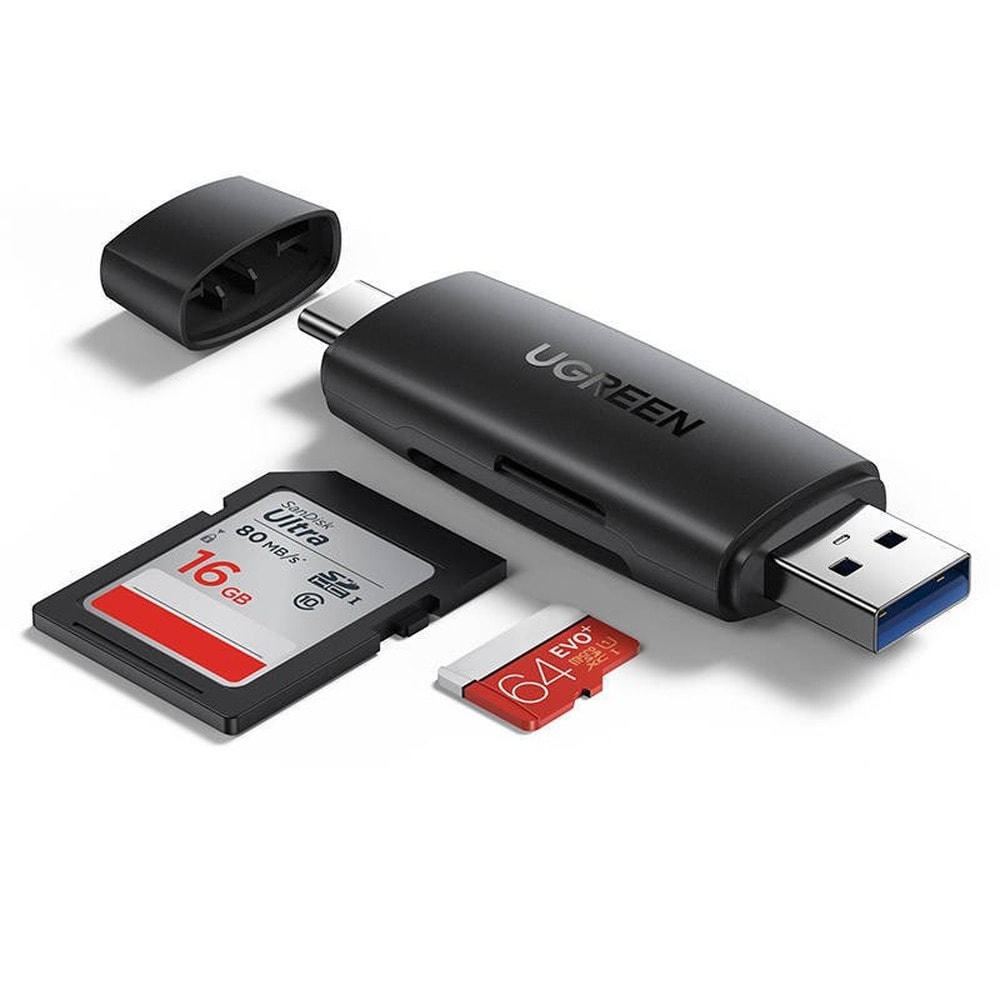 Ugreen Adapter SD/Micro SD Card Reader USB-A/USB-C Black - fast data transfer