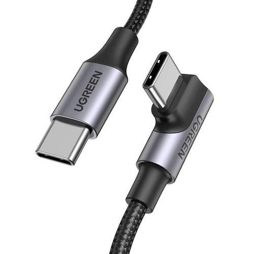 Ugreen USB-C Cable angled / USB-C straight 100W PD 1m - black - reliable connection