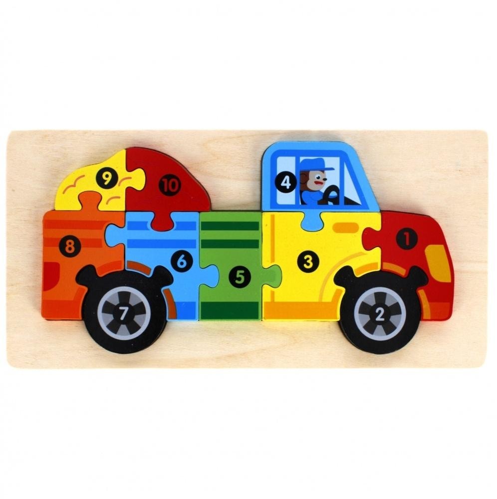 MEGA CREATIVE Wooden Puzzle Car - develops manual skills