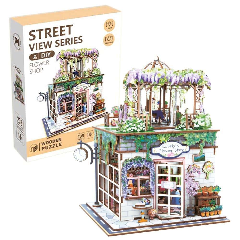 Street Corner Wooden 3D Puzzle Flower Shop - Create your own flower shop