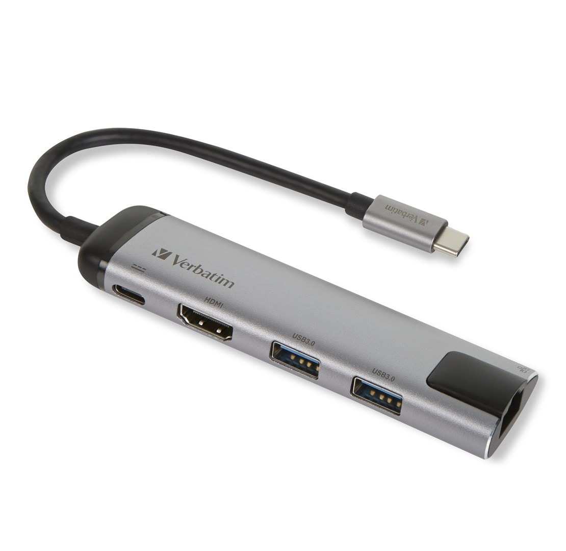 Verbatim USB-C Docking Station - Black and Silver for professionals