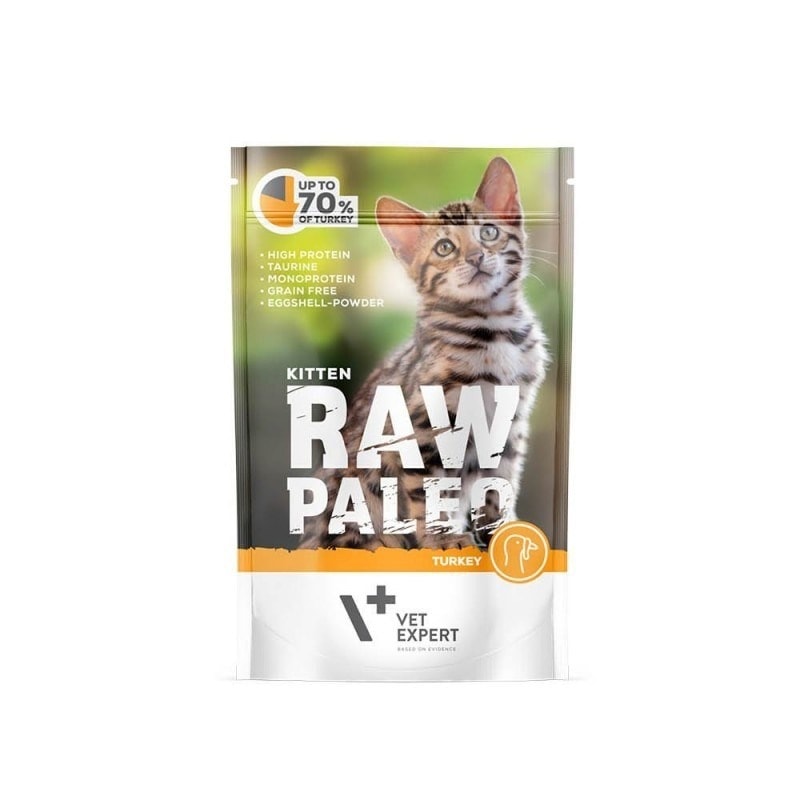 VetExpert Raw Paleo Kitten - Food for kittens with turkey 100g - The best choice for your kitten