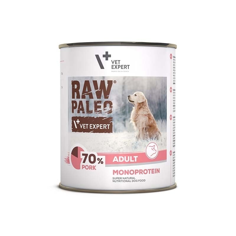 VetExpert Raw Paleo Pork Adult - Complete food for adult dogs 800g