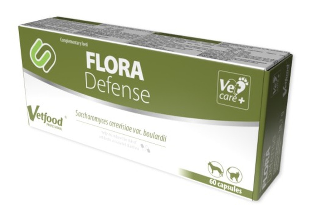 VetFood Flora Defense - Capsules for diarrhea, stomach and digestion for dogs and cats, 60 pieces