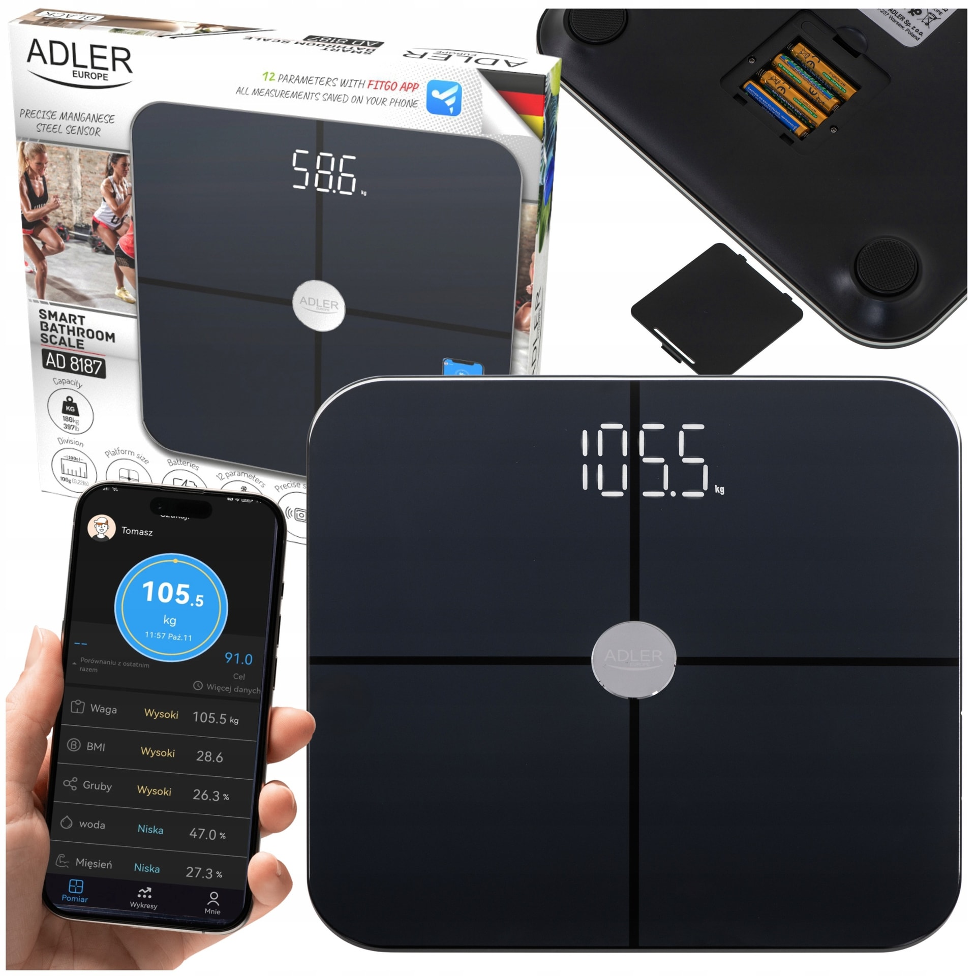 Adler Bathroom Scale AD 8187b black - ideal for weight monitoring