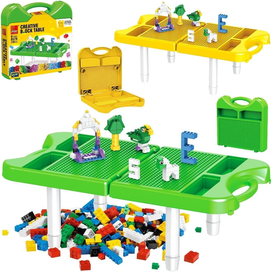 Suitcase table with building blocks 230 pieces - creative play center