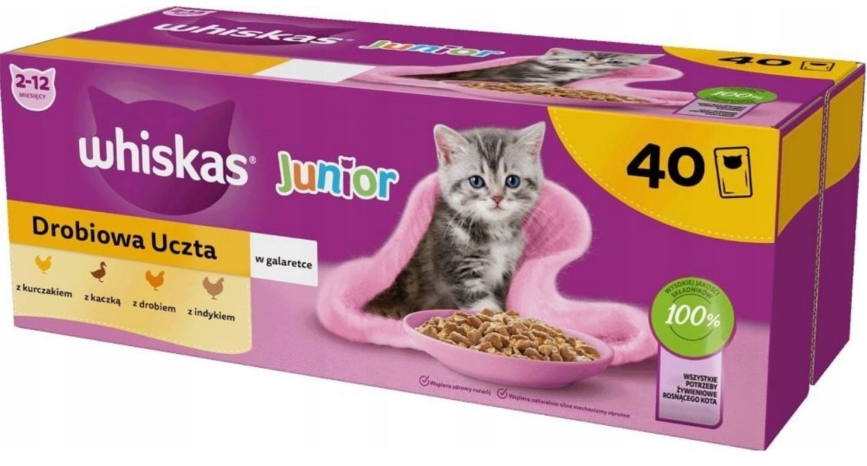 Whiskas Junior Poultry in Jelly - Wet food for kittens 40x85g