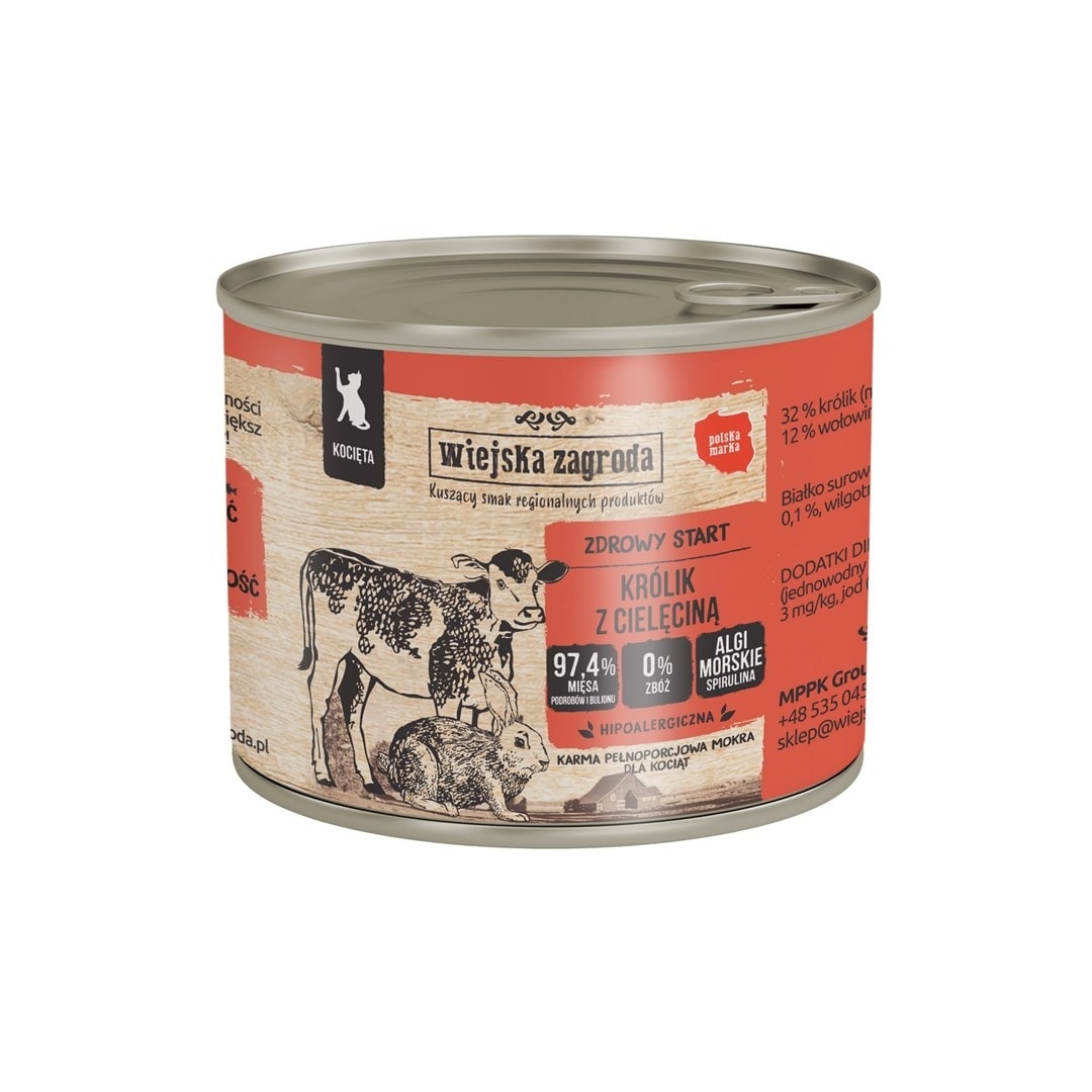Wiejska Zagroda Rabbit with Veal - Wet food for cats 200g